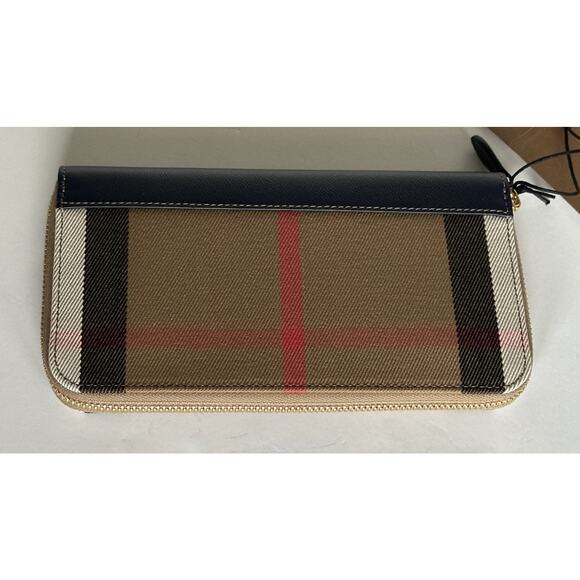 Burberry Zip Around Wallet Dark Canvas Blue 80845161 NWT $630 - Picture 3 of 15